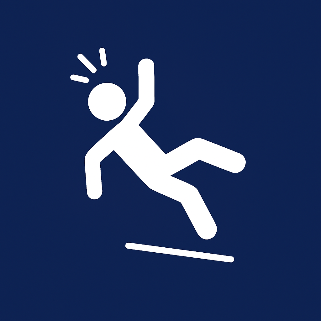 Minimalist white paw print icon on a dark blue background, representing dog bites and animal injury claims.